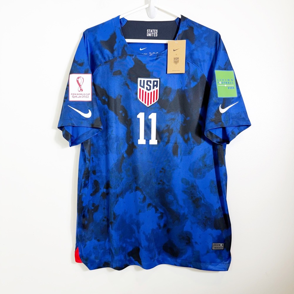 Nike Soccer Jersey Men XXL Blue USA Aaronson #11 2022 World Cup Away DB2533-688